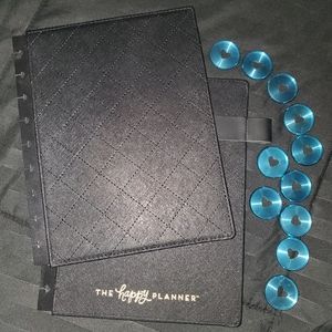 Black Happy Planner Hard Cover w/ Teal Metal Discs
